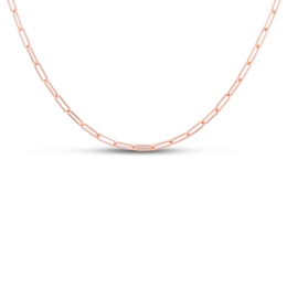 Semi-Solid Paper Clip Chain Necklace 14K Rose Gold 22&quot; Adjustable 1.5mm