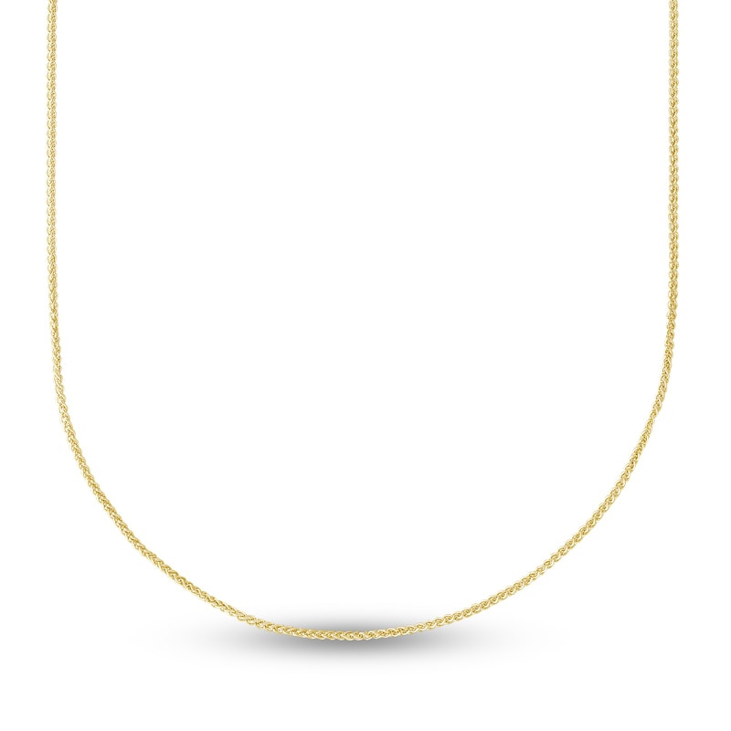Semi-Solid Round Wheat Chain Necklace 14K Yellow Gold 22" Adjustable 1mm
