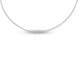 Semi-Solid Round Wheat Chain Necklace 14K White Gold 22&quot; Adjustable 1mm