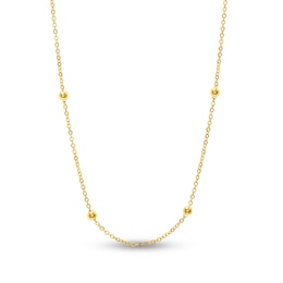 Semi-Solid Beaded Chain Necklace 14K Yellow Gold 18&quot; 1.8mm