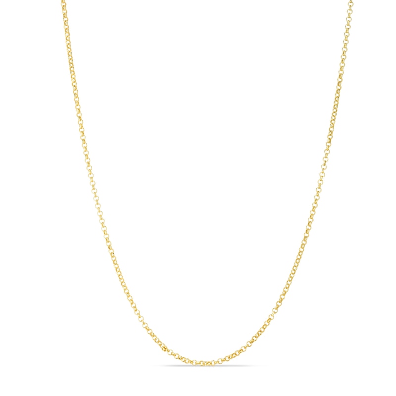 Semi-Solid Rolo Chain Necklace 14K Yellow Gold 18