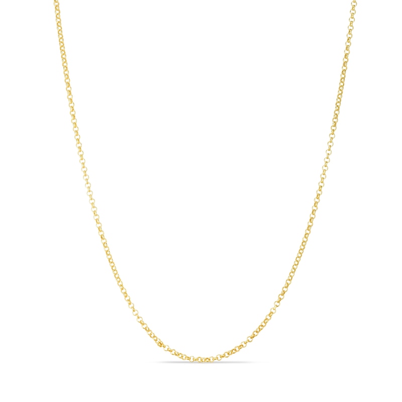 Semi-Solid Rolo Chain Necklace 14K Yellow Gold 20" 2mm