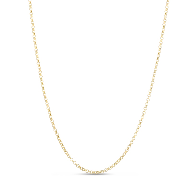 Semi-Solid Rolo Chain Necklace 14K Yellow Gold 18" 2.5mm