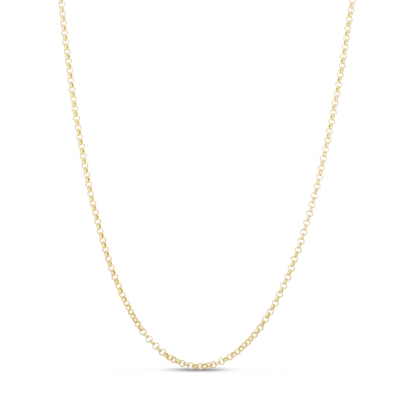 Semi-Solid Rolo Chain Necklace 14K Yellow Gold 20" 2.5mm