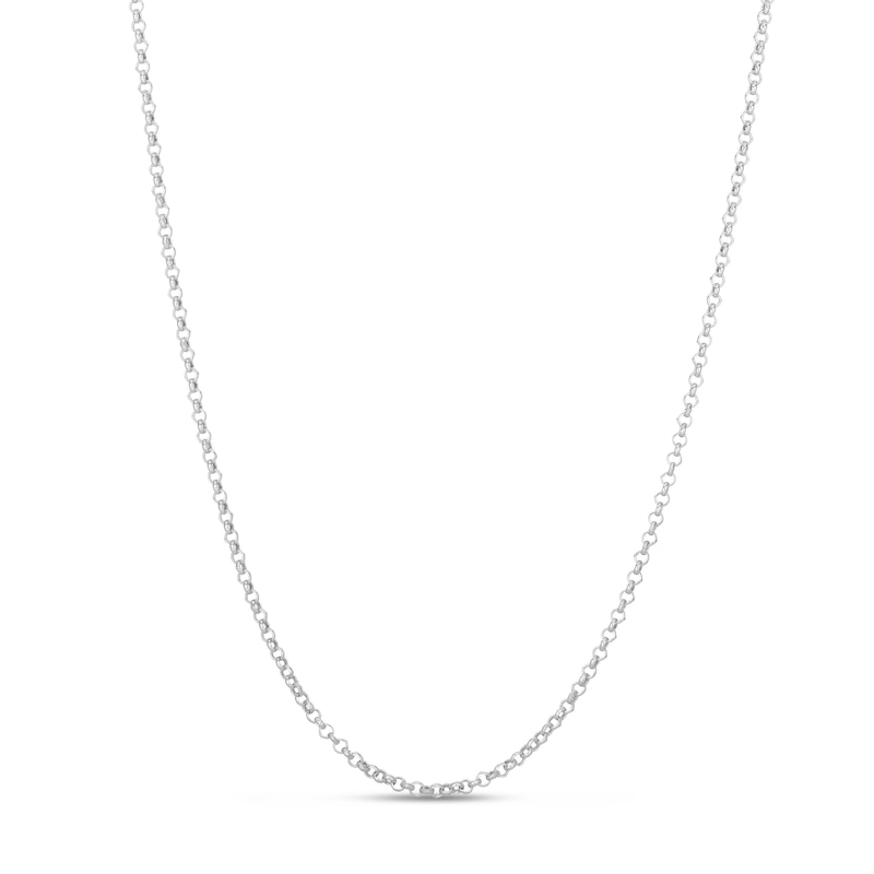 Semi-Solid Rolo Chain Necklace 14K White Gold 16" 2.5mm