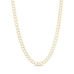 Solid Two-Tone Curb Chain Necklace 14K Yellow Gold 20&quot; 5.7mm