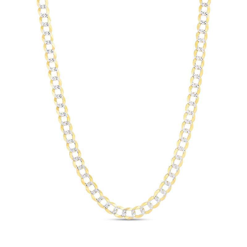 Solid Two-Tone Curb Chain Necklace 14K Yellow Gold 24" 5.7mm