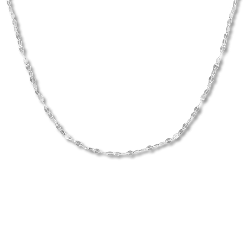 Fancy Solid Mariner Chain Necklace 14K White Gold 18" 1.5mm