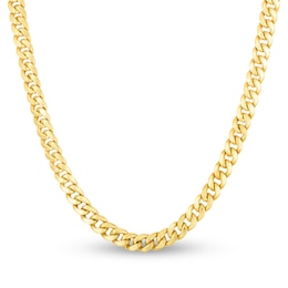 Semi-Solid Miami Cuban Link Necklace 14K Yellow Gold 24&quot; 6mm