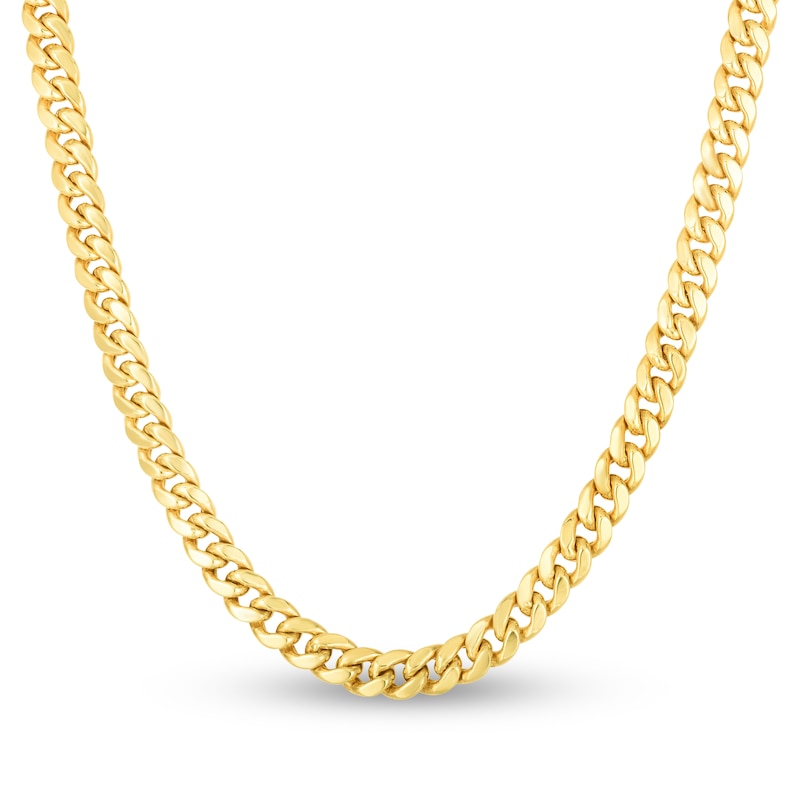 Main Image 1 of Semi-Solid Miami Cuban Link Necklace 14K Yellow Gold 24&quot; 6mm