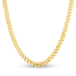 Semi-Solid Miami Cuban Link Necklace 14K Yellow Gold 26&quot; 6mm