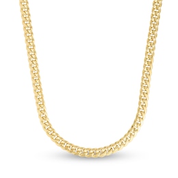 Semi-Solid Miami Cuban Link Necklace 14K Yellow Gold 24&quot; 7mm