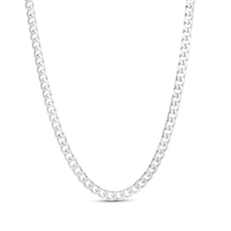 Solid Miami Cuban Link Necklace 14K White Gold 22&quot; 5.0mm