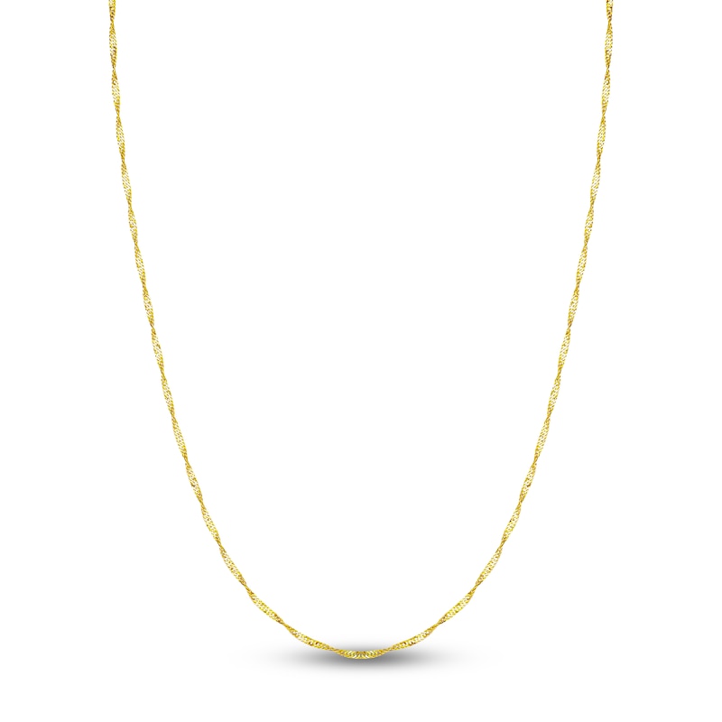 Solid Singapore Chain Necklace 14K Yellow Gold 18" 1.7mm