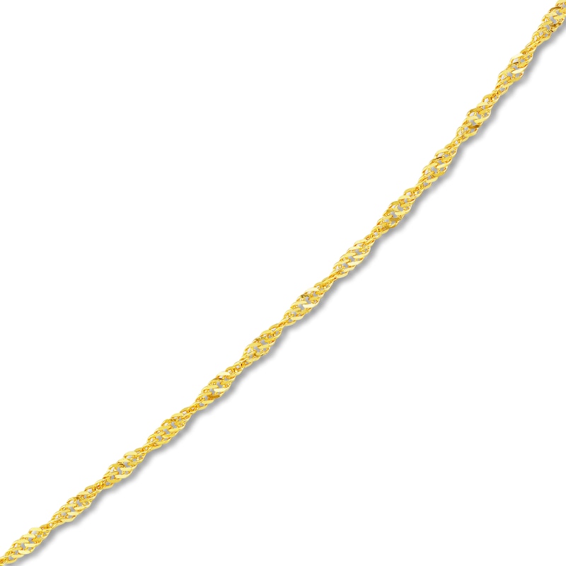 Solid Singapore Chain Necklace 14K Yellow Gold 20" 1.7mm