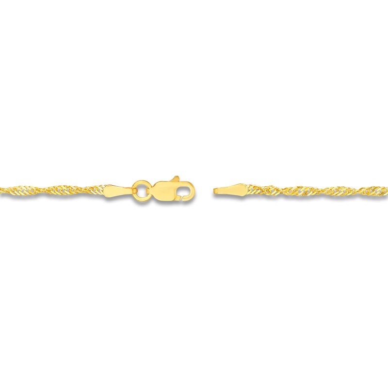 Solid Singapore Chain Necklace 14K Yellow Gold 20" 1.7mm
