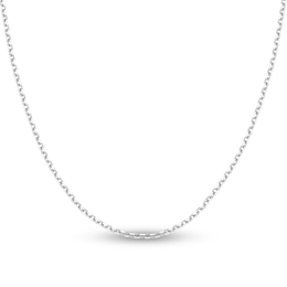 Diamond-Cut Solid Cable Chain Necklace 14K White Gold 18&quot; 2.3mm