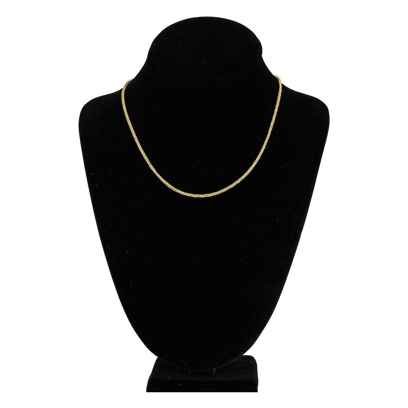 Hollow Square Wheat Chain Necklace 14K Yellow Gold 18" 2.2mm