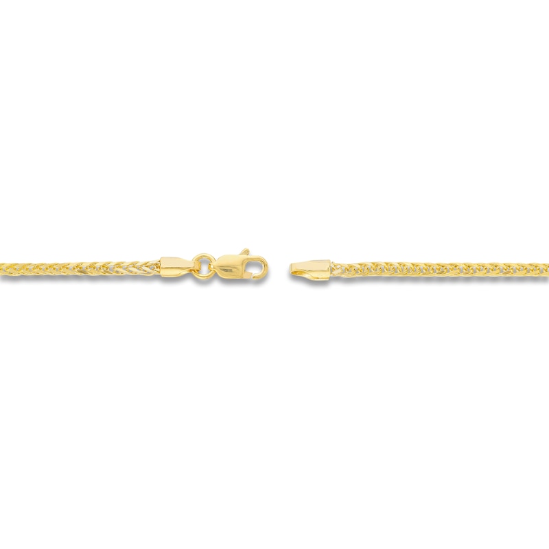 Hollow Square Wheat Chain Necklace 14K Yellow Gold 20" 2.2mm