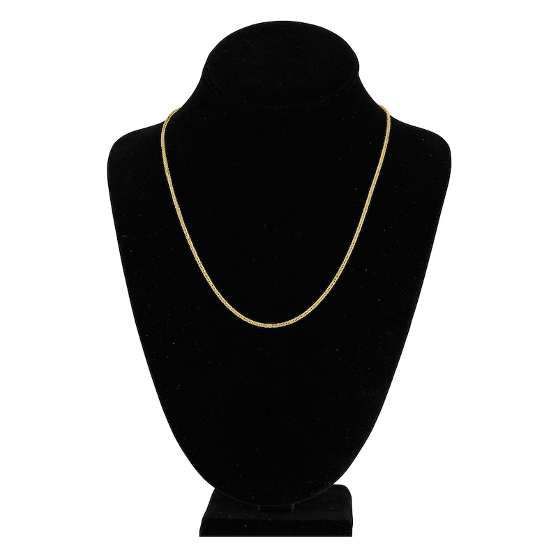 Hollow Square Wheat Chain Necklace 14K Yellow Gold 20" 2.2mm