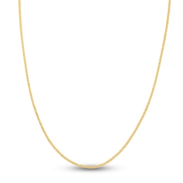 Hollow Square Wheat Chain Necklace 14K Yellow Gold 24&quot; 2.2mm