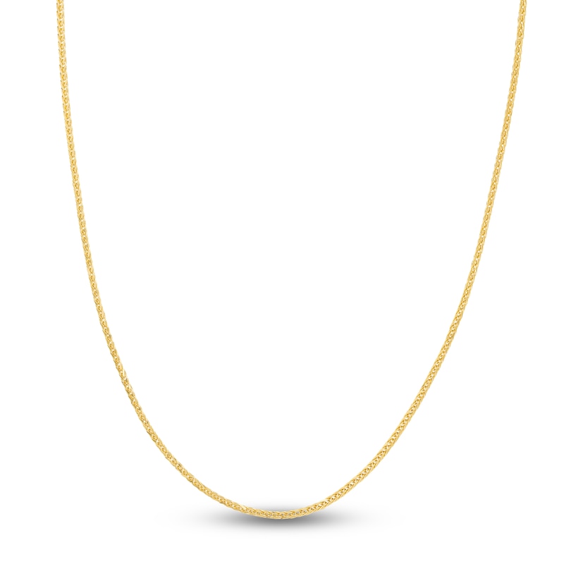 Hollow Square Wheat Chain Necklace 14K Yellow Gold 24" 2.2mm