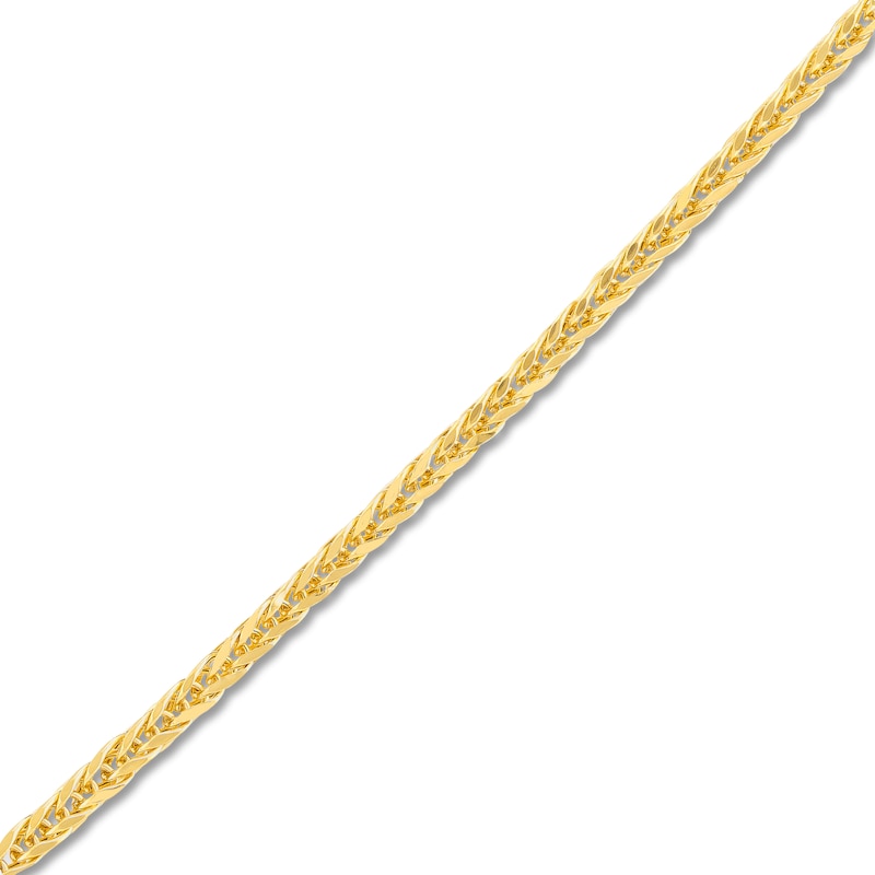 Hollow Square Wheat Chain Necklace 14K Yellow Gold 24" 2.2mm