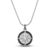 Thumbnail Image 1 of 1933 by Esquire Men's Diamond Compass Pendant Necklace 1/3 ct tw Round Sterling Silver 22&quot;