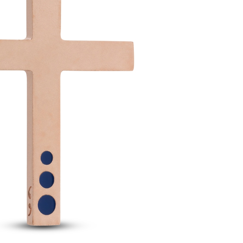 Main Image 2 of Marco Dal Maso Men's Blue Dot Cross Charm Blue Enamel Sterling Silver/18K Rose Gold-Plated