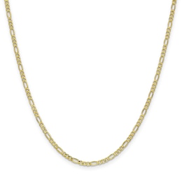 Semi-Solid Figaro Chain Necklace 10K Yellow Gold 18&quot; 18mm