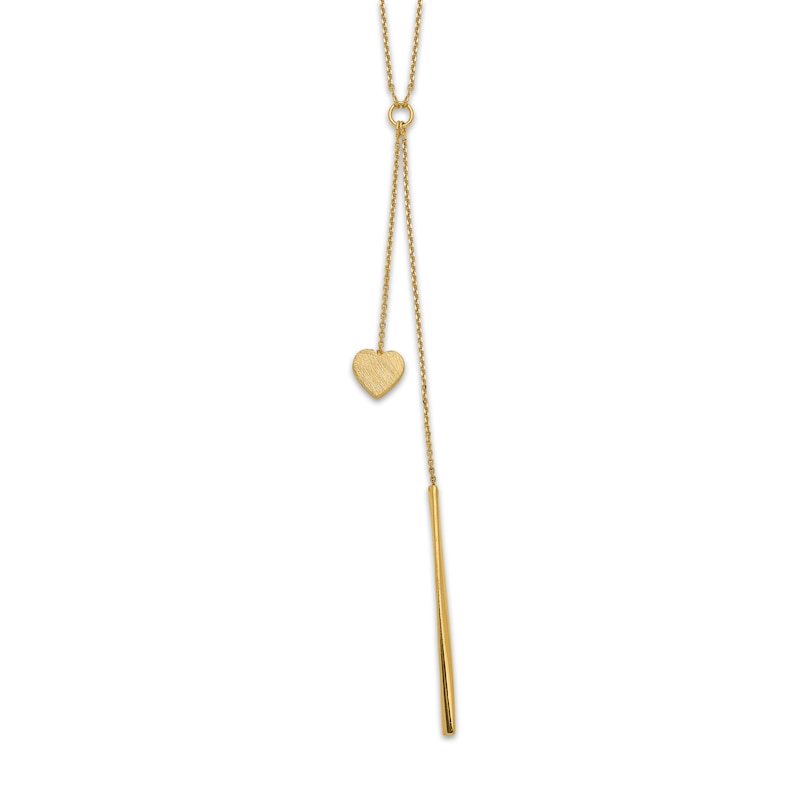 Bar Heart Drop Necklace 14K Yellow Gold 16"