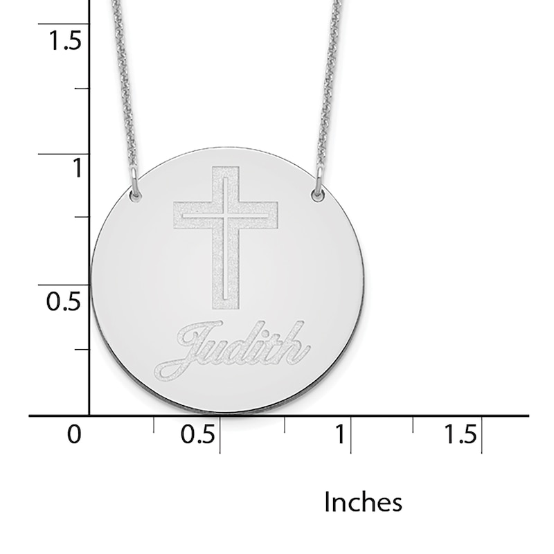 Image/Text Disk Necklace 14K White Gold 18"