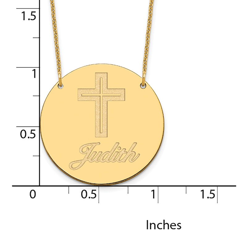 Image/Text Disk Necklace 14K Yellow Gold 18"