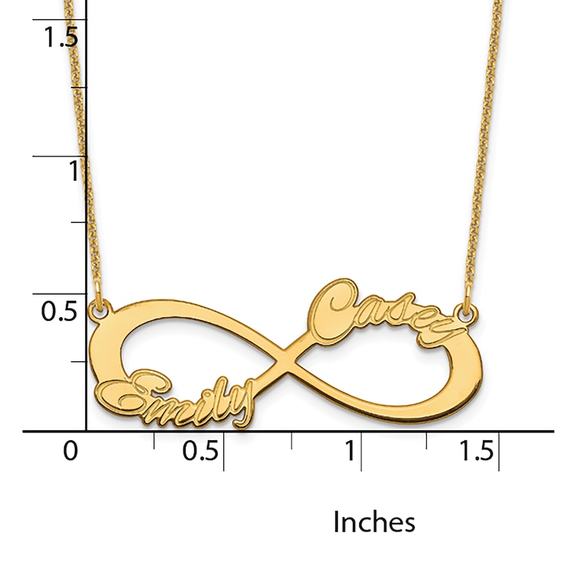 Two Name Infinity Necklace 14K Yellow Gold 18"