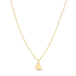 Heart Paperclip Necklace 14K Yellow Gold 18