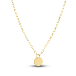 Disk Paperclip Necklace 14K Yellow Gold 18&quot;