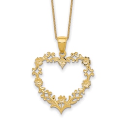 Solid Heart Necklace 14K Yellow Gold 18&quot;