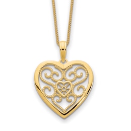 Heart Necklace 14K Yellow Gold 18&quot;