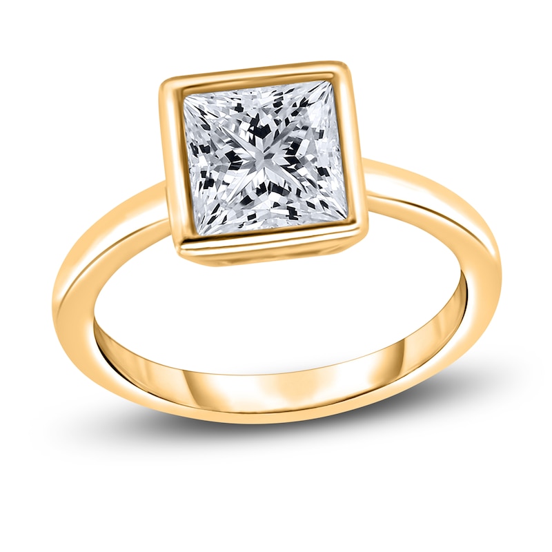 Main Image 1 of Diamond Solitaire Engagement Ring 2 ct tw Bezel-Set Princess 14K Yellow Gold (I2/I)