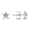 Thumbnail Image 1 of Natural Aquamarine Star Stud Earrings 1/20 ct tw Diamonds 14K White Gold