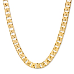 Men's Solid Square Curb Link Necklace 14K Yellow Gold 22&quot; 7mm