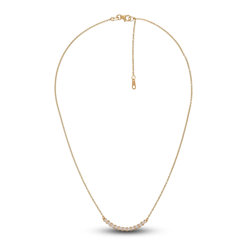 Solid Diamond-Cut Smile Necklace 14K Yellow Gold 18" Adjustable