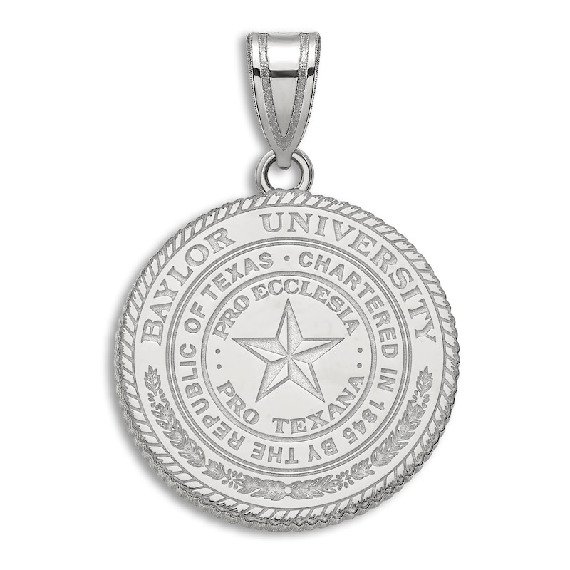 Baylor University Large Crest Necklace Charm Sterling Silver