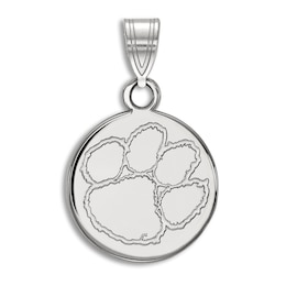 Clemson University Small Disc Necklace Charm Sterling Silver