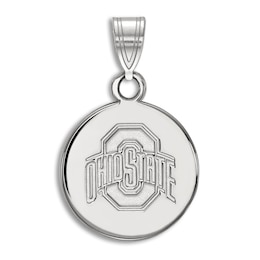 Ohio State University Small Disc Necklace Charm Sterling Silver