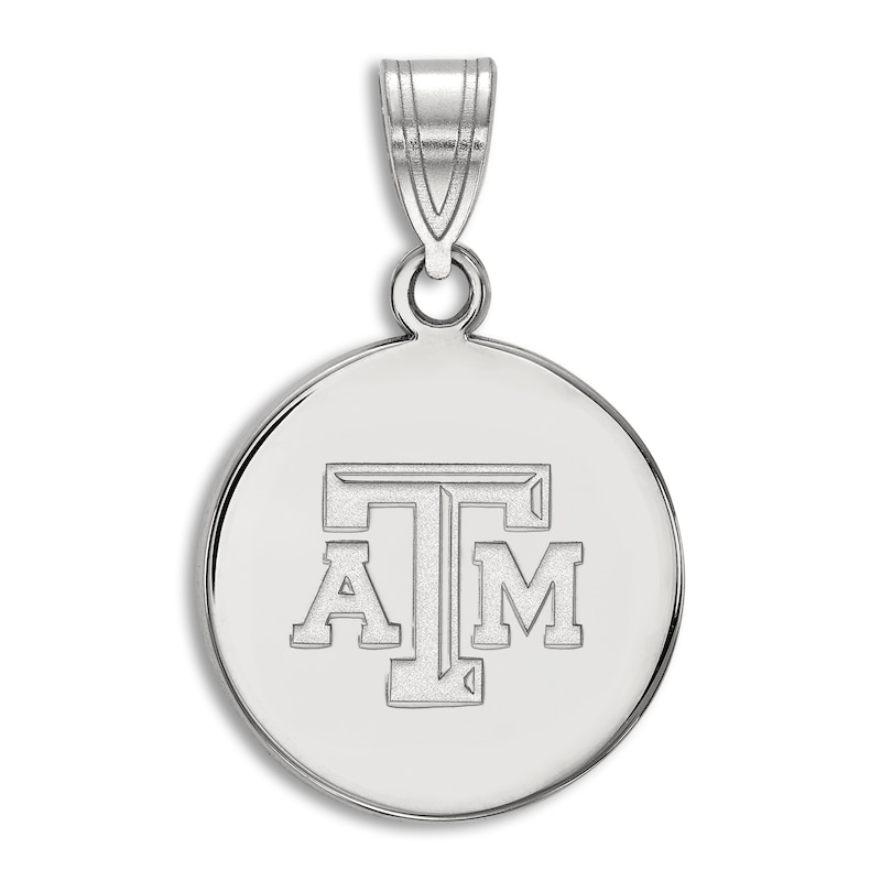 Texas A&M University Small Disc Necklace Charm Sterling Silver