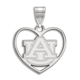 Auburn University Heart Necklace Charm Sterling Silver