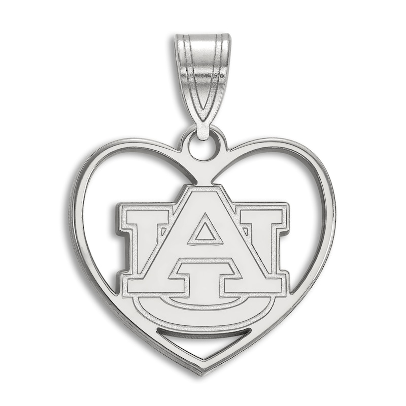 Main Image 1 of Auburn University Heart Necklace Charm Sterling Silver