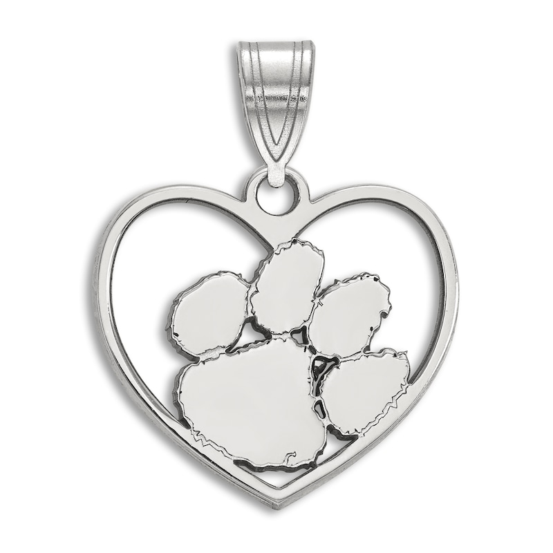 Main Image 1 of Clemson University Heart Necklace Charm Sterling Silver