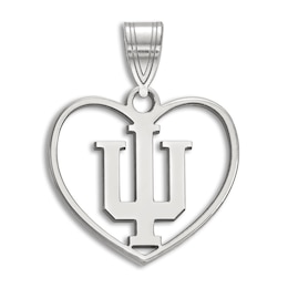 Indiana University Heart Necklace Charm Sterling Silver